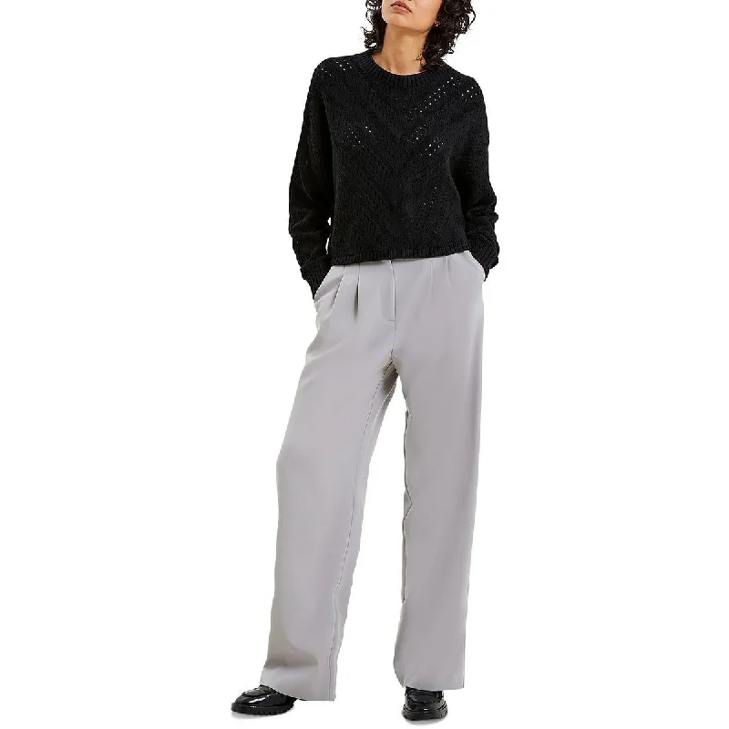 Mozart Womens Crop Pullover Sweater Turtle Neck Boat Neck Asymmetrical Neck