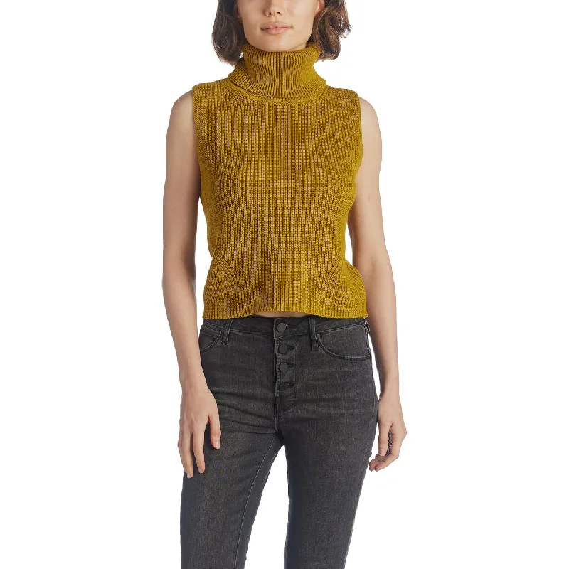 Mozart Womens Pointelle Crop Turtleneck Sweater Machine Wash Dry Clean Hand Wash