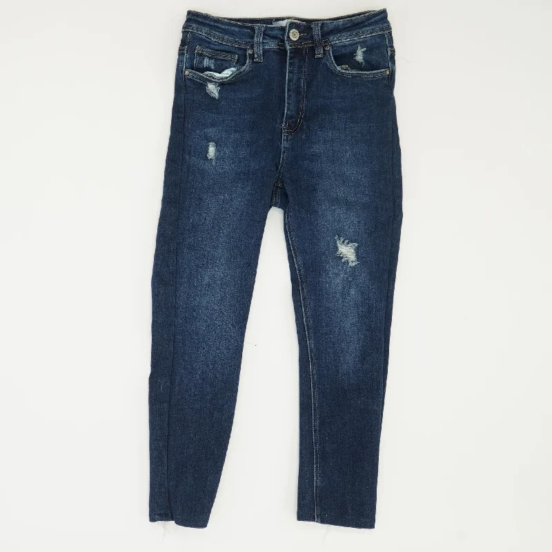 Navy Solid Jeans Stylish Stone-Wash Denim Jeans