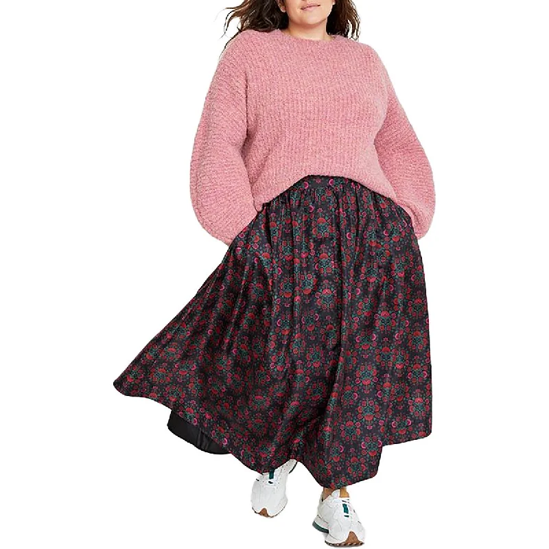 Plus Womens Wool Blend Long Sleeves Pullover Sweater Elasticated Padded Insulated