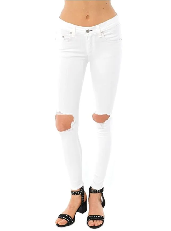 rag & bone Bright White Capri Jeans With Holes Comfortable Zip-Fly Denim Jeans