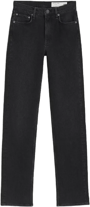 Rag & Bone Women Harlow Worn Black Full-Length Jeans Fashionable Slim Fit Jeans