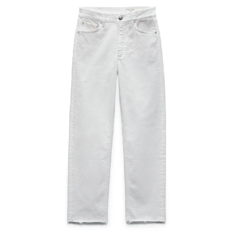 Rag & Bone Women's Harlow Cotton Raw Hem Ankle Straight Leg Jeans, White Comfortable Folded Hem Jeans Rag & Bone Women's Harlow Cotton Raw Hem Ankle Straight Leg Jeans, White Comfortable Folded Hem Jeans