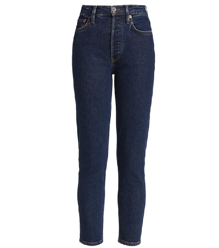 Re/Done Women 70S Stove Pipe Dark Rinse High Rise Cropped Jeans Denim Pants Comfortable Flare Leg Jeans Re/Done Women 70S Stove Pipe Dark Rinse High Rise Cropped Jeans Denim Pants Comfortable Flare Leg Jeans