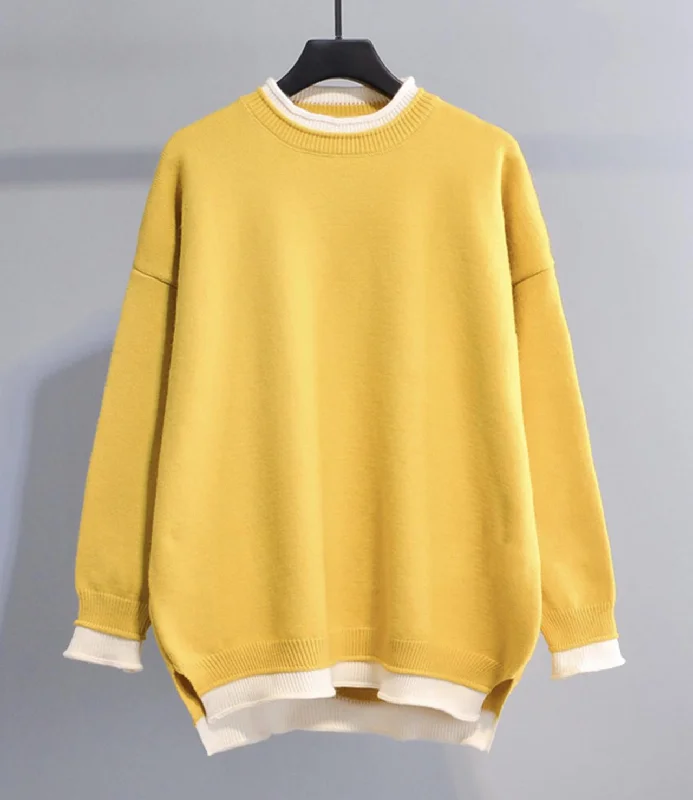 Simple round neck long sleeve sweater  031 Fleece Fabric Down Fabric Feather Fabric