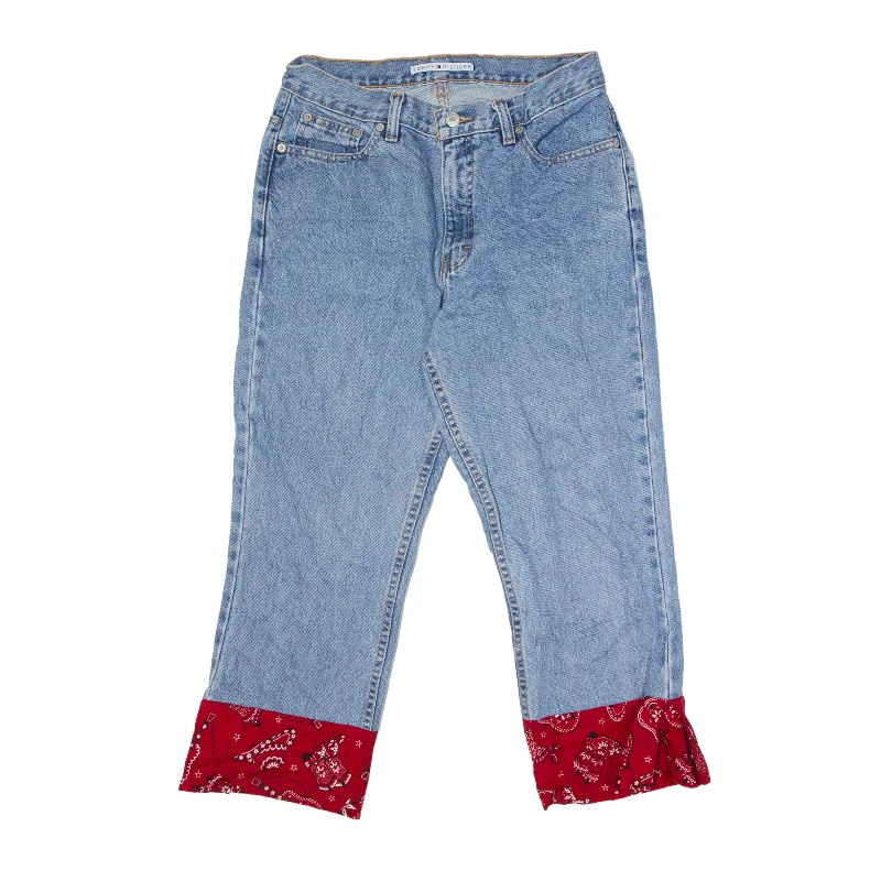 TOMMY HILFIGER Custom Western Flare Cropped Jeans Blue Denim Regular Flared Womens W30 L23 Casual Wide-Legged Denim Jeans