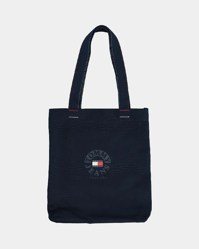 Tommy Jeans Logo Canvas Bag Twilight Navy Chic Dark-Wash Skinny Jeans