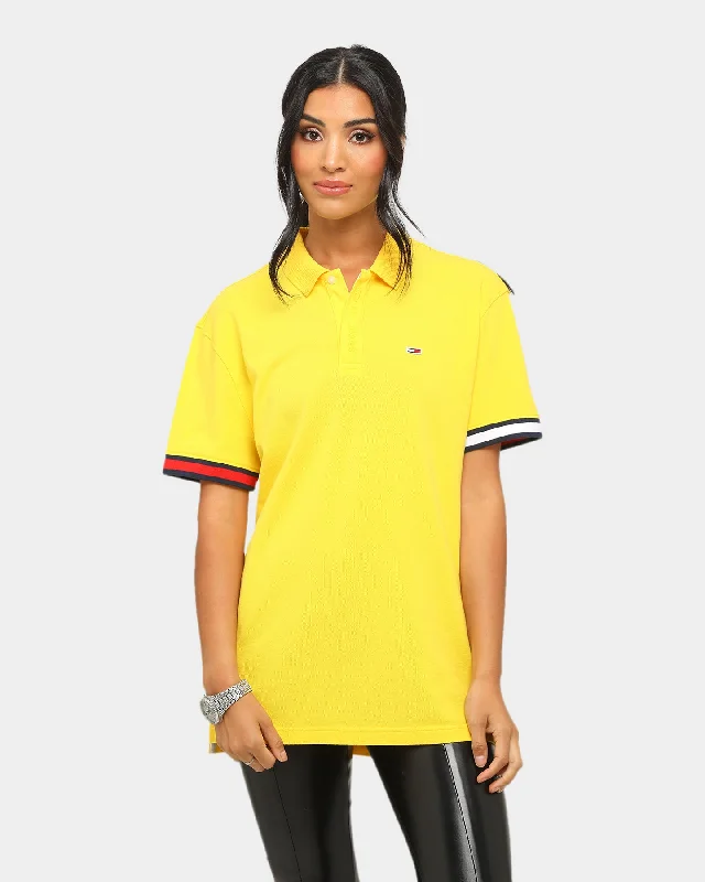 Tommy Jeans TJM Branded Sleeve Polo Star Fruit Yellow Trendy Patchwork Denim Jeans