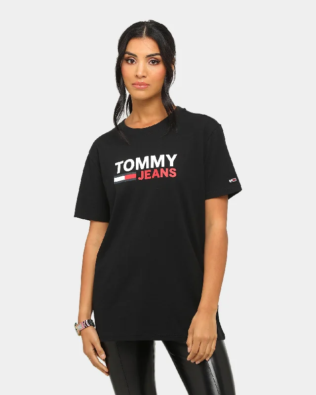 Tommy Jeans TJM Corp Logo T-Shirt Black Fashionable Raw Edge Jeans