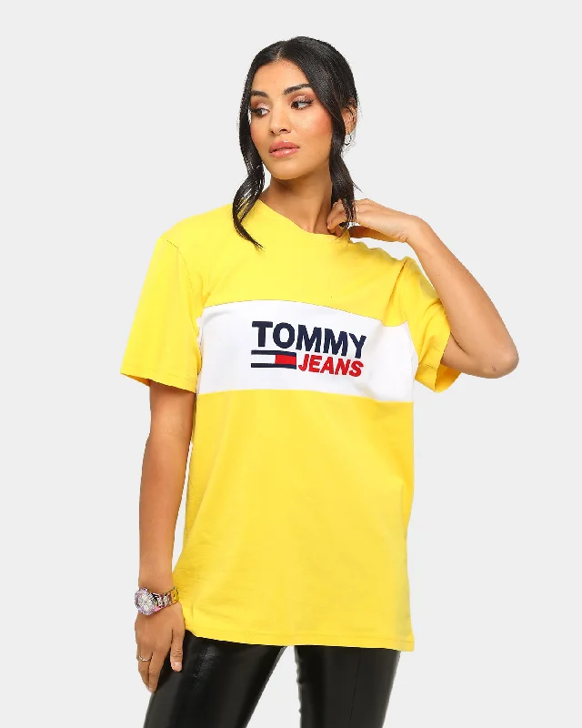Tommy Jeans TJM Pieced Band Logo T-Shirt Star Fruit Yellow Fashionable Jeggings Style Jeans