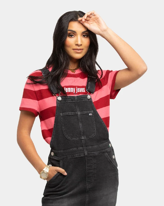 Tommy Jeans Women's Classic Dungaree Dress Black Comfortable Dark Wash Jeans