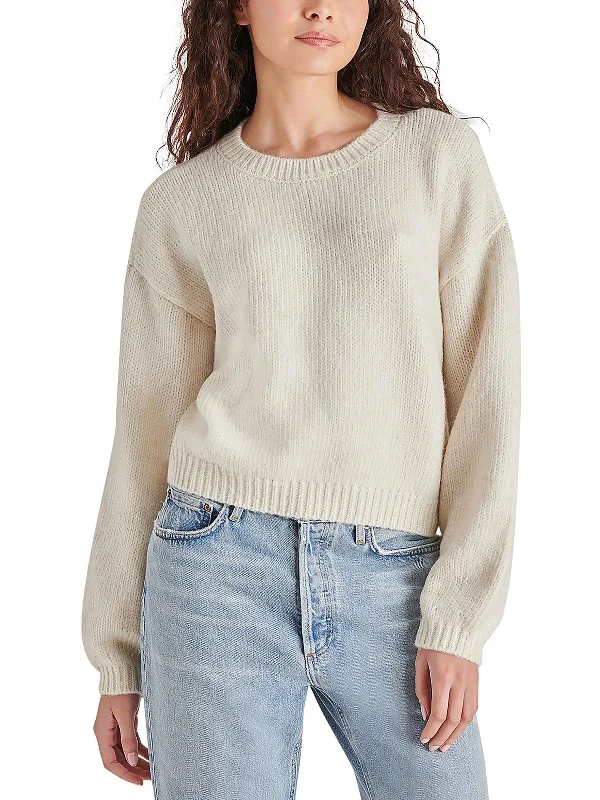 Womens Cable Knit Casual Crewneck Sweater Striped Floral Plaid