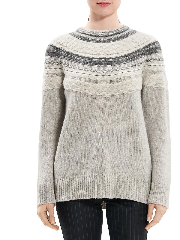 Womens Crewneck Long Sleeve Pullover Sweater Elegant Classic Vintage