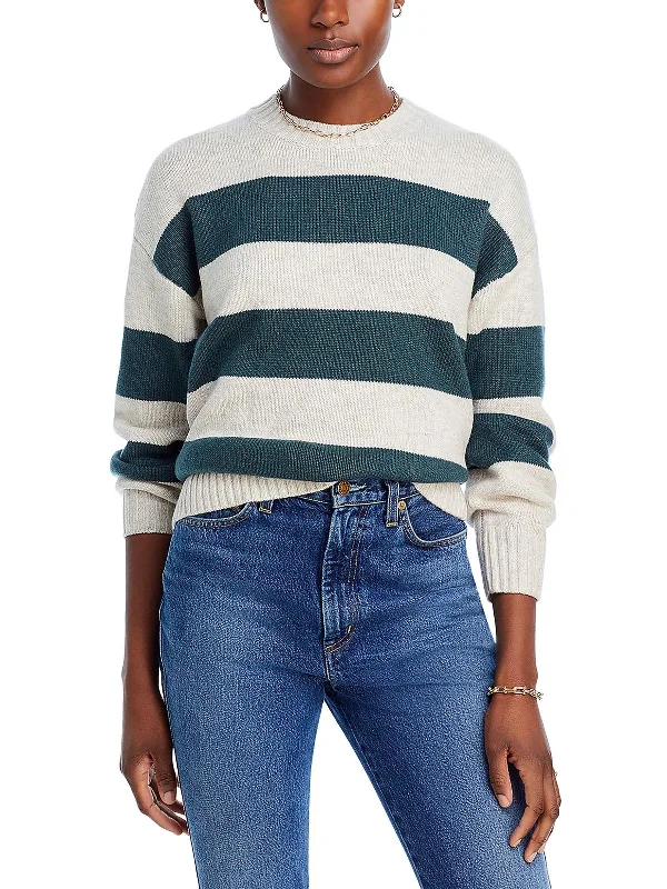 Womens Crewneck Striped Pullover Sweater Plaid Sweater Polka Dot Checkered