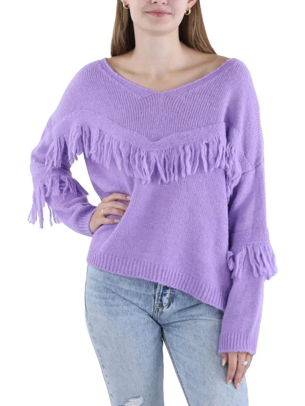 Womens Crochet Knit Pullover Sweater Tailored Straight A-Line
