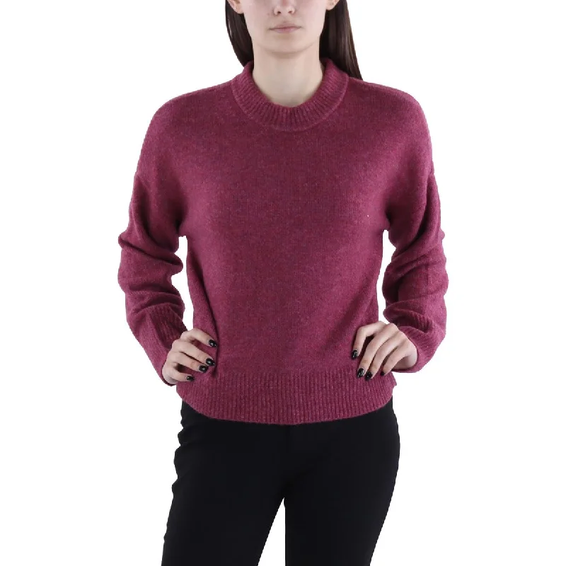 Womens Heathered Mock Neck Pullover Sweater Spandex Rayon Corduroy