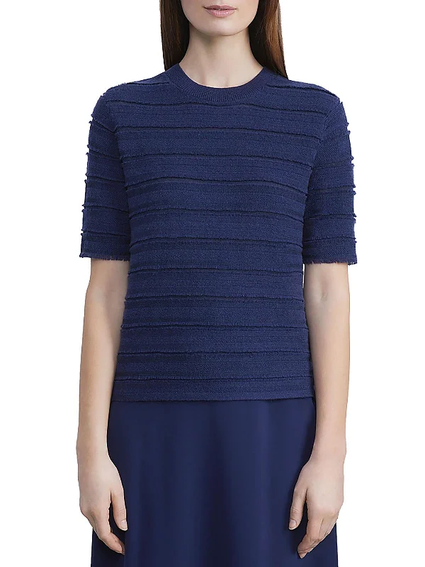 Womens Jacquard Pullover Crewneck Sweater Handmade Hand-knitted Hand-woven