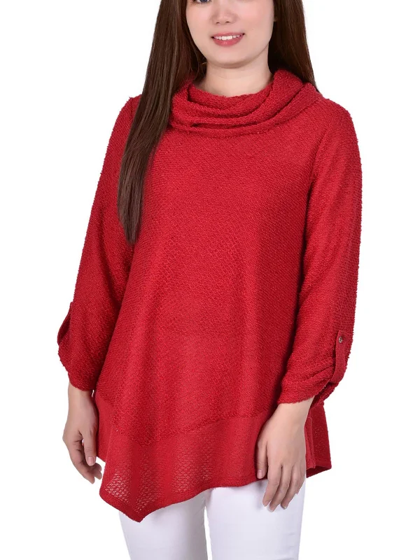 Womens Knit Asymmetric Turtleneck Sweater Nylon Fabric Polyester Fabric Spandex Fabric Womens Knit Asymmetric Turtleneck Sweater Nylon Fabric Polyester Fabric Spandex Fabric