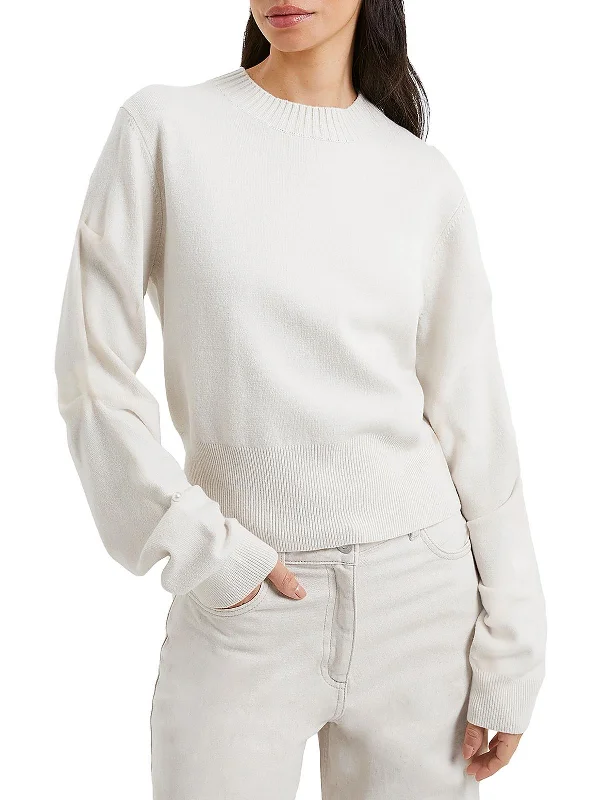 Womens Knit Babysoft Funnel-Neck Sweater Mesh Sweater Canvas Denim