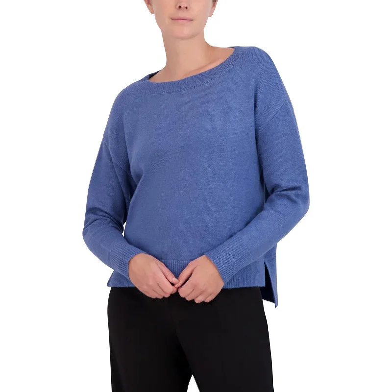 Womens Knit Boat Neck Pullover Sweater Long Sweater Short Sweater Cropped Sweater