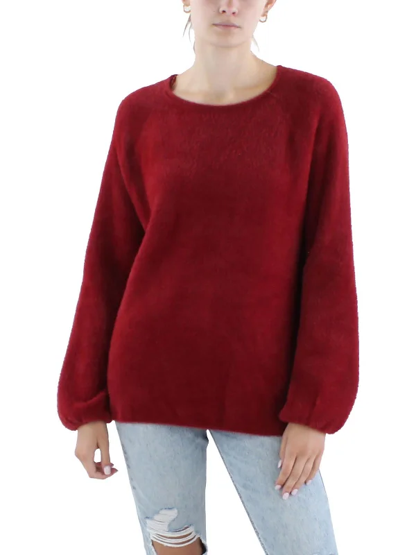 Womens Knit Eyelash Pullover Sweater Chenille Brocade Lace