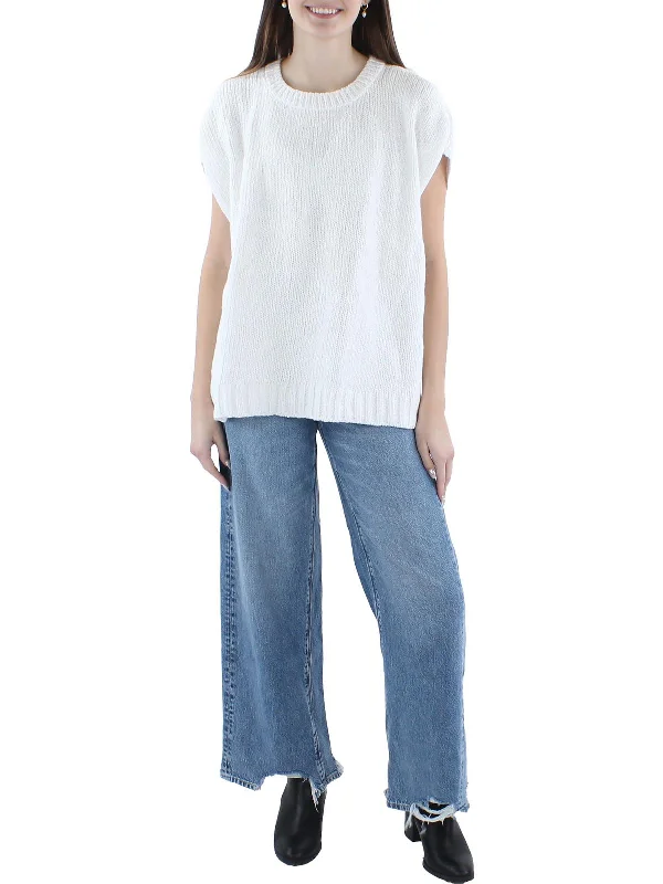 Womens Knit Square Cut Crewneck Sweater Sweater Knitwear Pullover