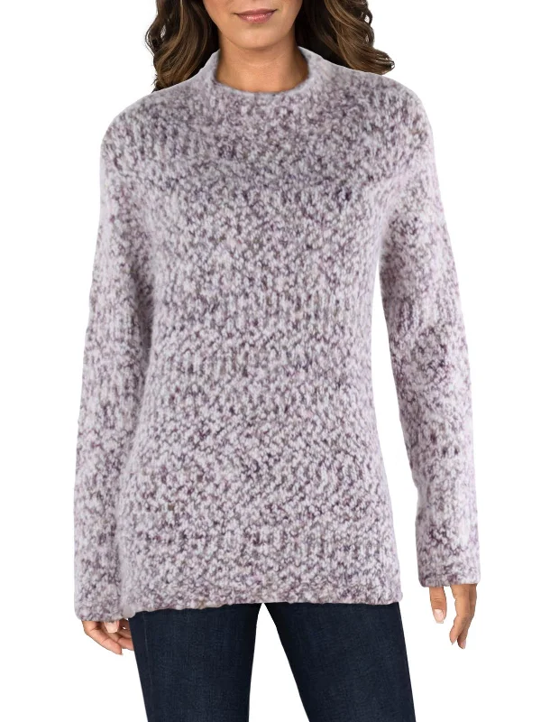 Womens Marled Mock Neck Pullover Sweater Layered Multi-layer Single Layer
