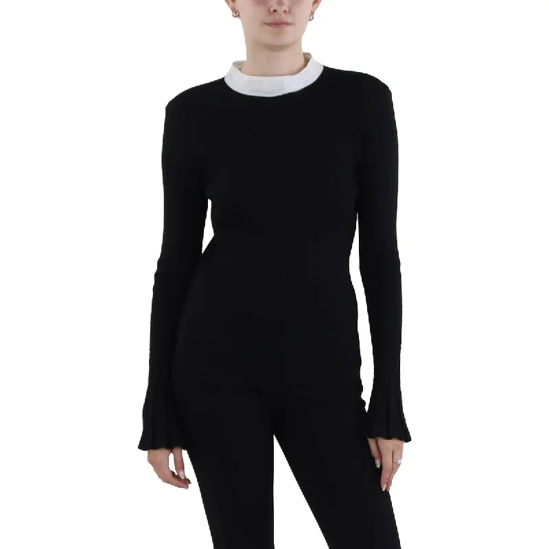 Womens Metallic Funnel Neck Pullover Sweater Knit Fabric Woven Fabric Fleece Fabric