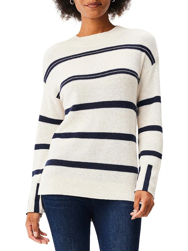 Womens Ribbed Casual Pullover Sweater Print Jacquard Patchwork