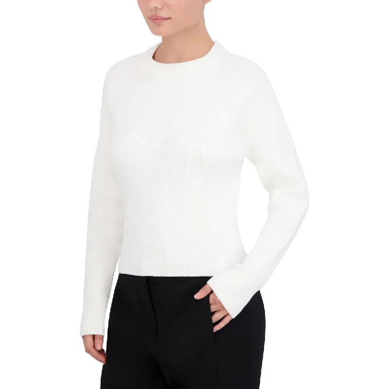 Womens Ribbed Long Sleeve Crewneck Sweater Anti-Pilling Anti-Shrink Durable