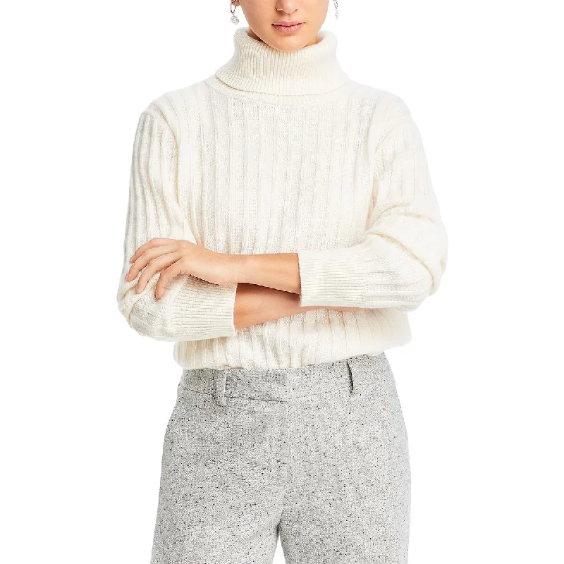 Womens Ribbed Long Sleeve Turtleneck Sweater Embroidered Appliqued Beaded