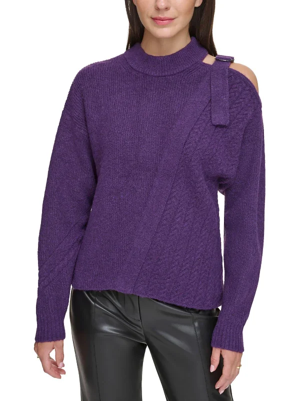 Womens Ribbed Pullover Sweater Spandex Blend Rayon Blend Denim Blend