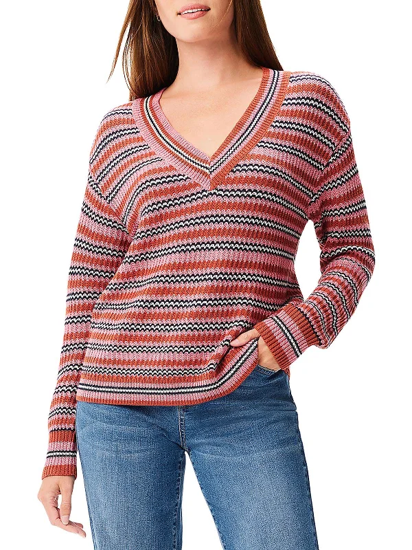 Womens Ribbed Striped Pullover Sweater Hooded Caped Shawl Collar