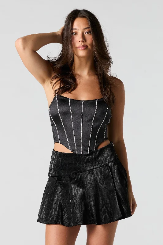 Faux Leather Pleated Mini Skirt