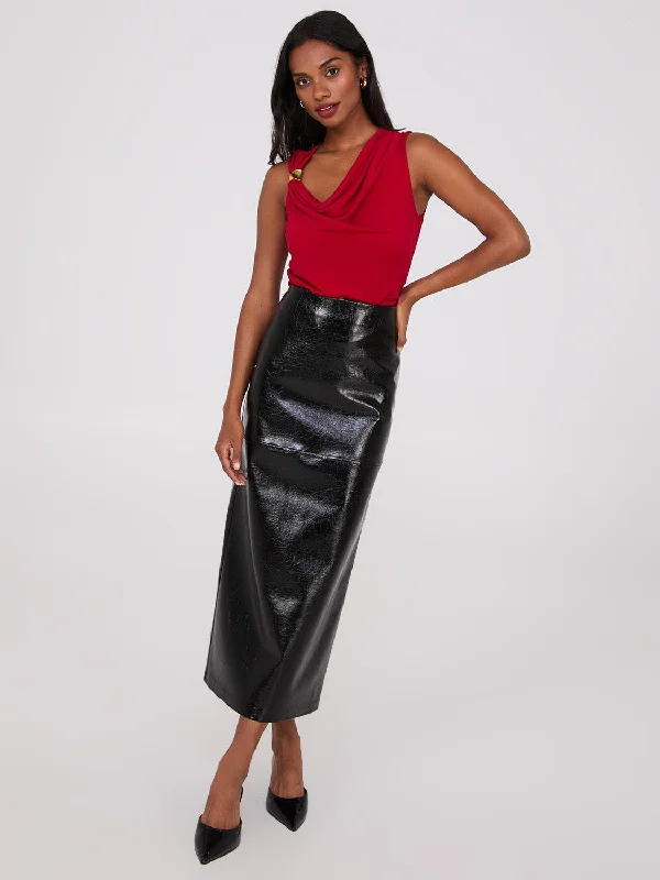 Faux Leather Column Skirt leather skirt modern