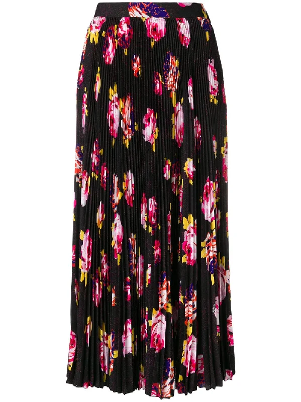 pleated floral print skirt wool skirt warm