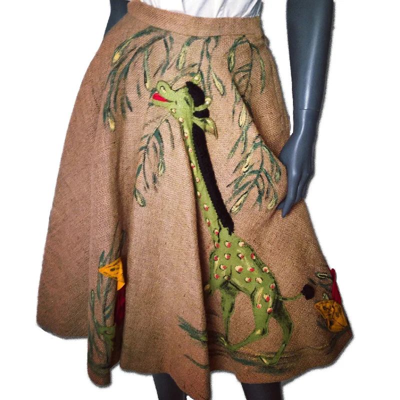 1950s Burlap Appliquéd Circle Skirt