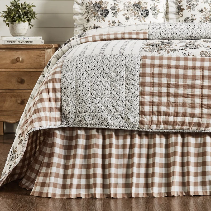 Annie Buffalo Portabella Check Twin Bed Skirt 39x76x16 VHC Brands silk skirt luxurious