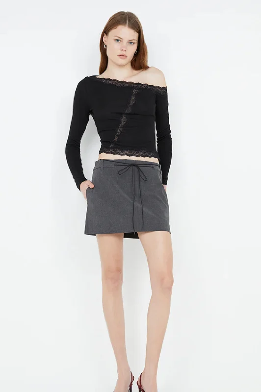 Bec & Bridge Naida Mini Skirt - Charcoal pencil skirt chic