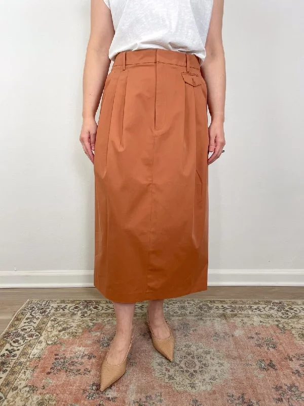 Bio Twill Triple Pleat Skirt in Yam