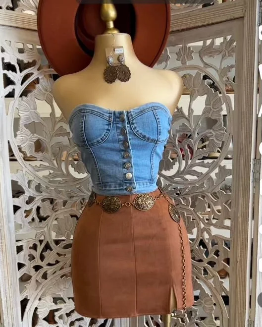Brown Mini Skirt- Stretchy cashmere skirt plush