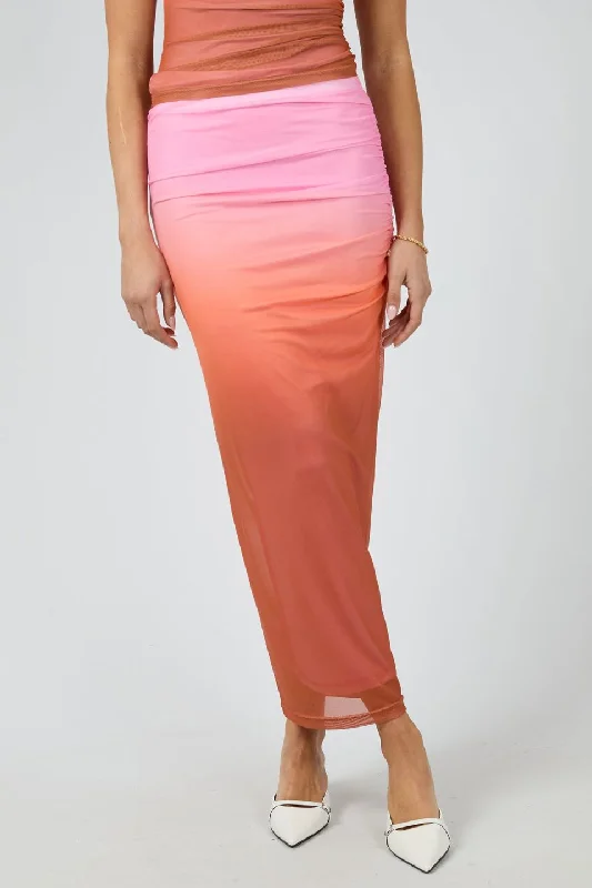 Camilla Sunset Pink Midi Skirt denim skirt fashionable