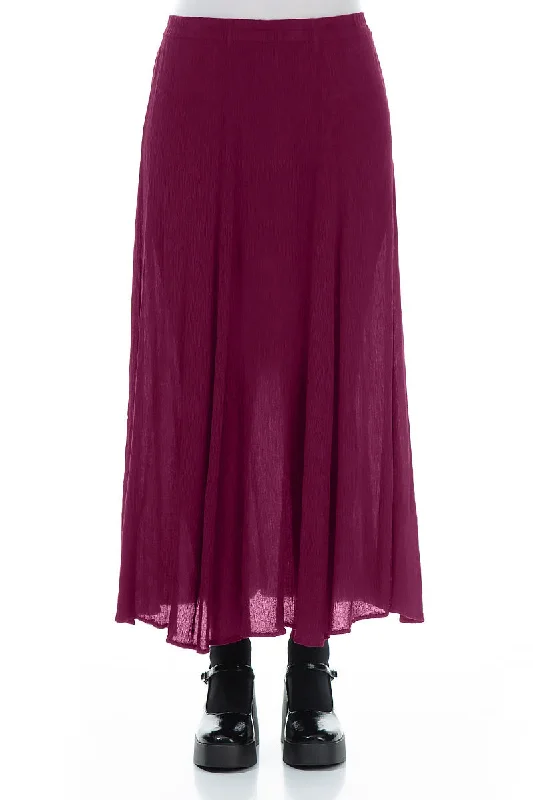 Crinkled Magenta Silk Viscose Maxi Skirt tiered skirt playful