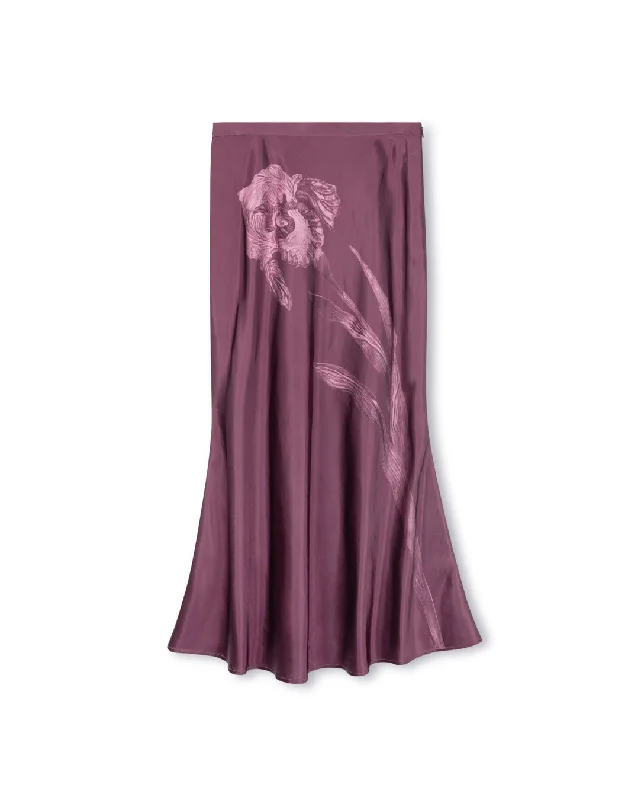 Crinkled Slip Skirt With Large Flower Print spandex blend skirt