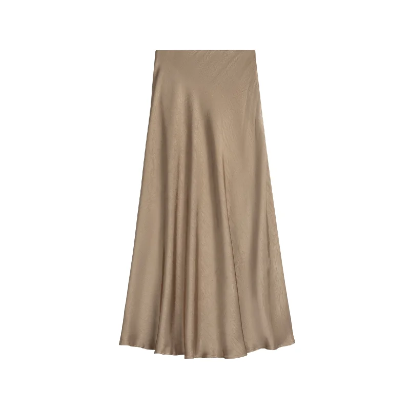 Crinkle Slip Skirt | Camel casual skirt length