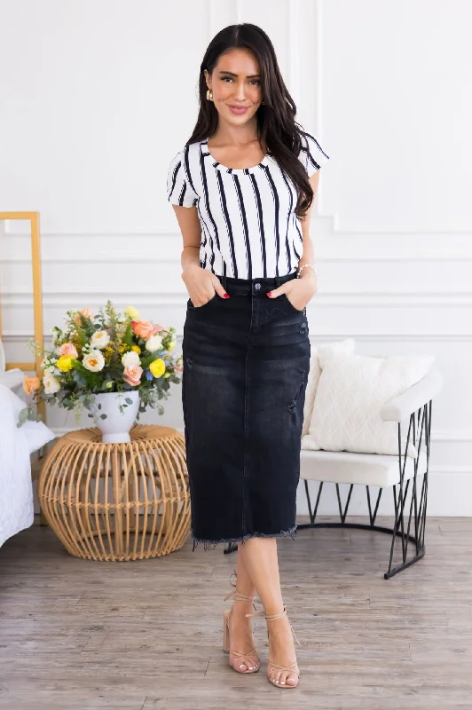 Distressed Denim Skirt silk skirt luxurious