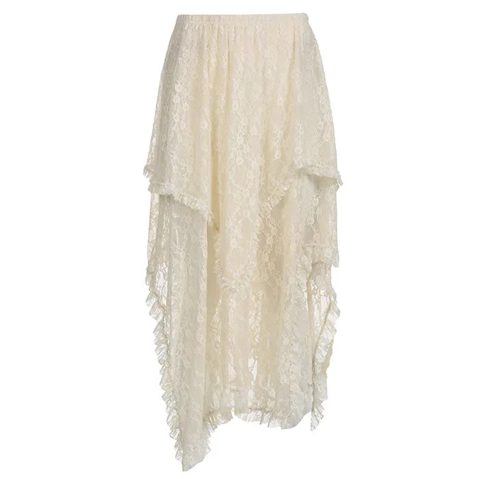 Fairycore Asymmetrical Lace Skirt lace skirt elegant