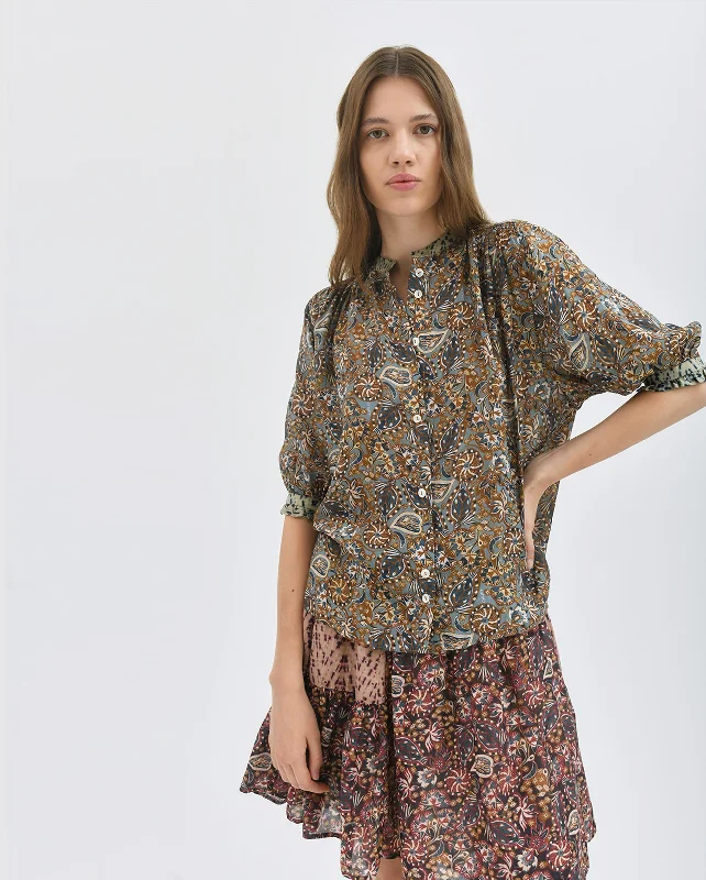 FEMI SKIRT / SIWA WINE linen skirt relaxed