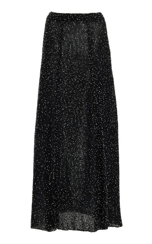 Floris Knit Maxi Skirt in Black Beaded Silk seamless skirt comfort