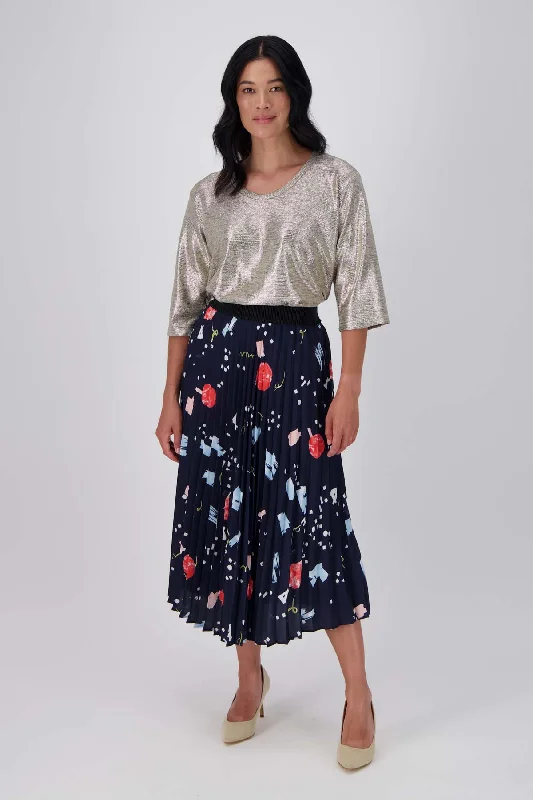 Galaxy Pleated Skirt Navy a-line skirt cut